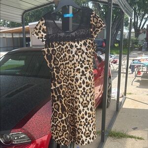 Leopard Print Dress with Black Lace Detail